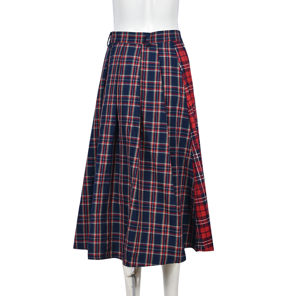 Patchwork Contrast Plaid Women's Skirt 7