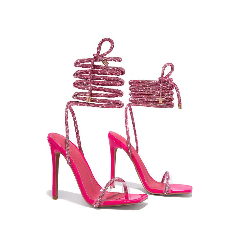 High-heeled Lace-Up strappy high-heeled shoes Roman stiletto open-toed sandals heels 25
