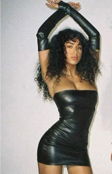 Autumn hand sleeves strapless Slim Fit Bodycon sexy dress for women 4