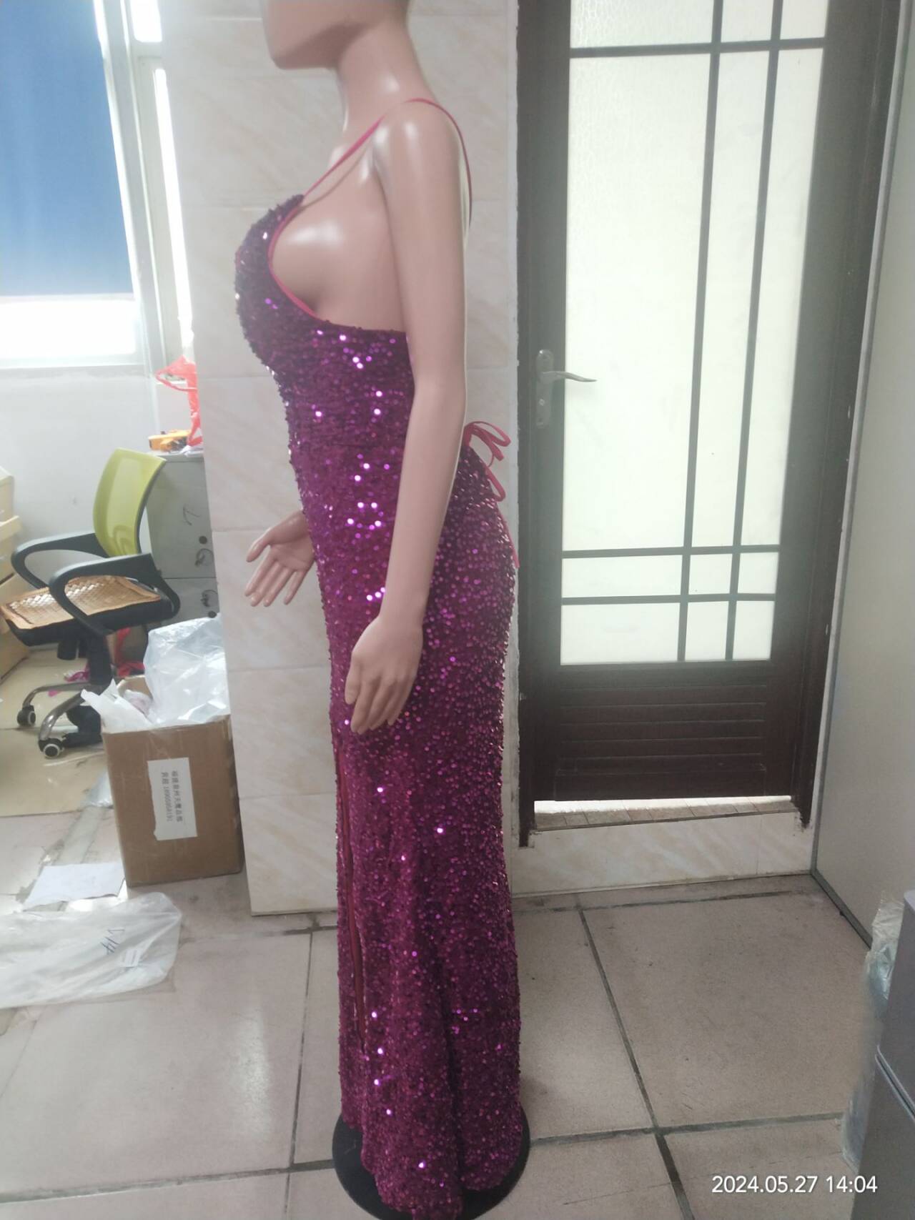 Sleeveless Backless Strap Red Deep V-Neck Sequin Dress（Processing time need 3-6 days） 28