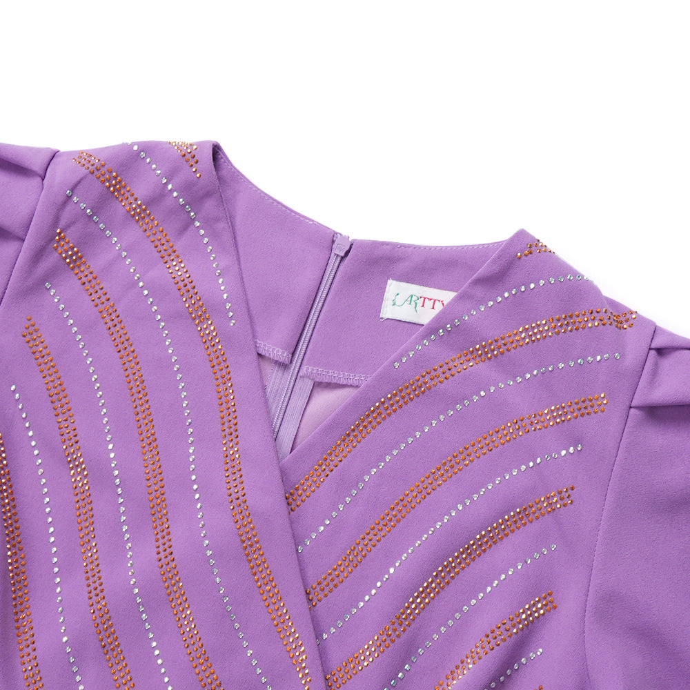 Autumn Women's V-Neck Fashion Chic Africa Plus Size Dress 10