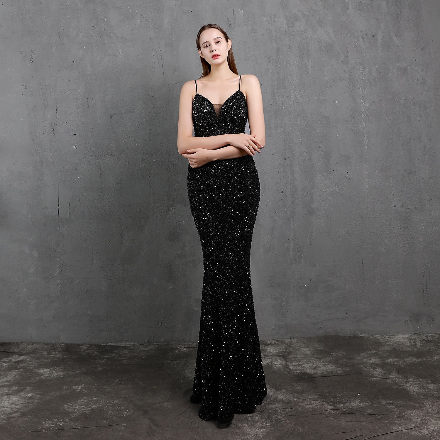 Women Heavy Crafts Colorful Sequins Long Party Evening Dress 14