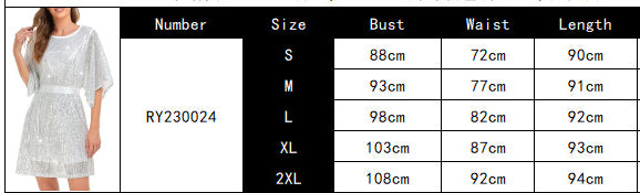 Women's Sequin Split Sleeve Loose Party Dress 10