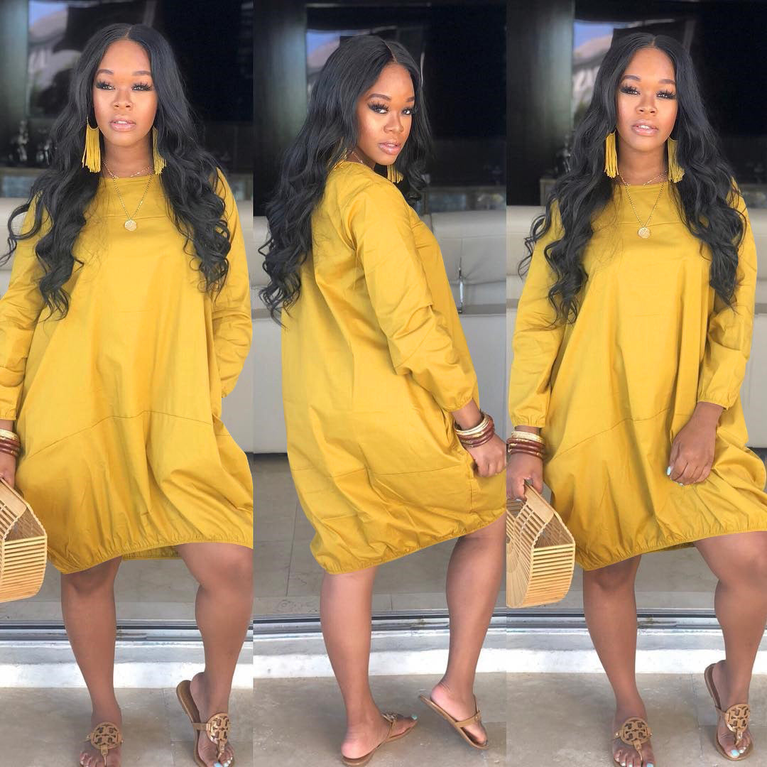 Spring And Autumn Women's Long Sleeve Solid Color Loose Casual Dress 10