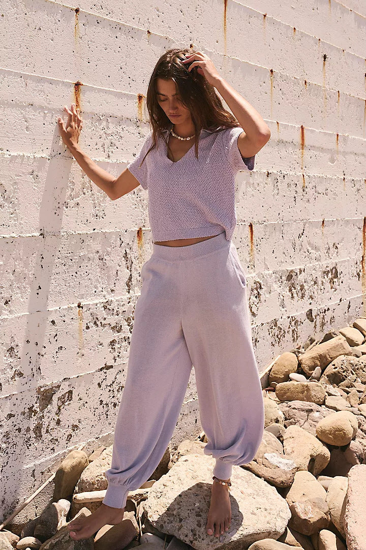 Women autumn V-neck knitting Crop Top and Casual bloomers two-piece set 8