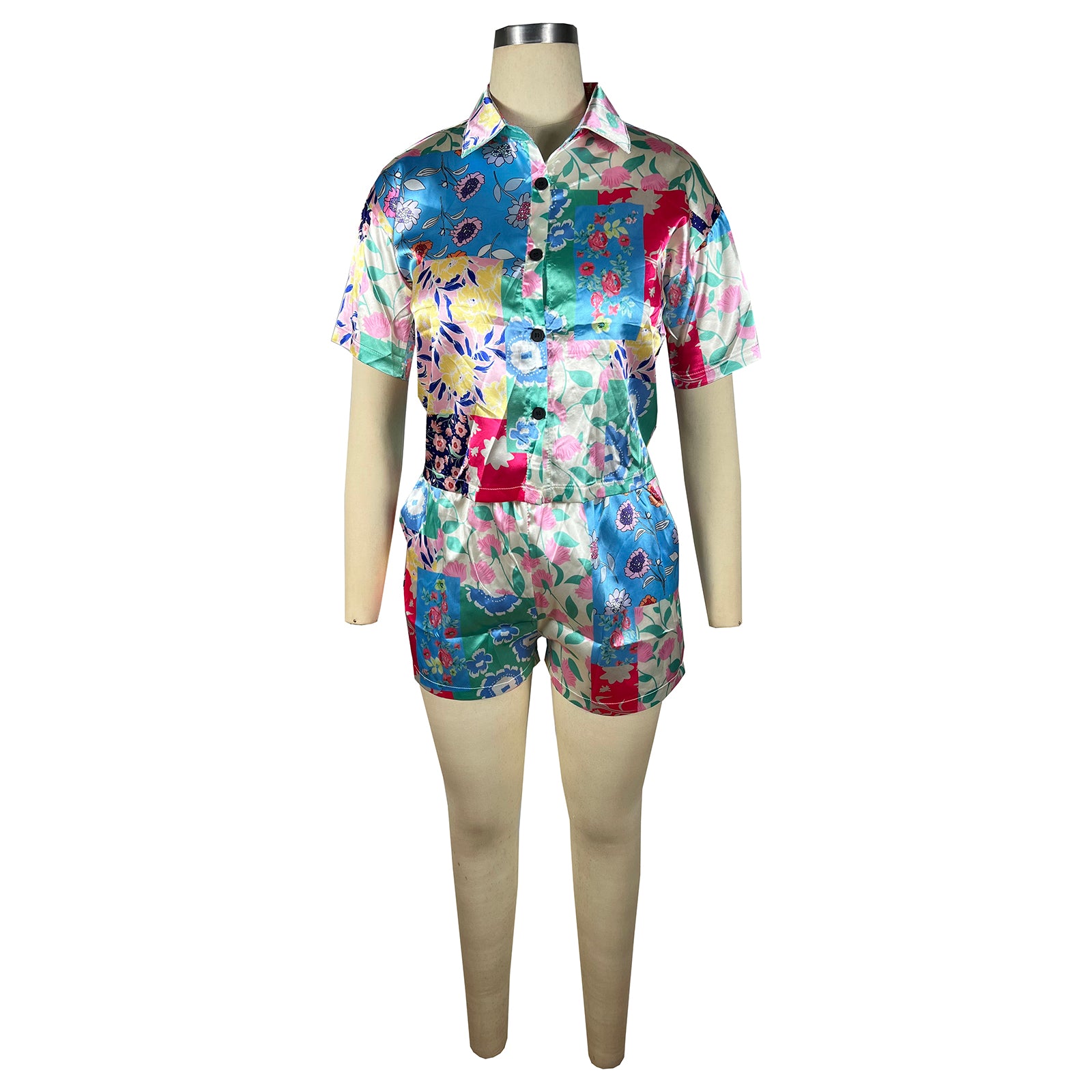 Women'S Clothes Printed Short Sleeve Shirt Shorts Set Two Piece Set 19