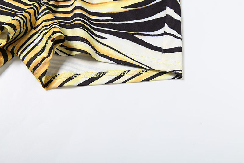 Summer Women's Zebra Print Deep V-Neck Top & Slim Shorts Set 15