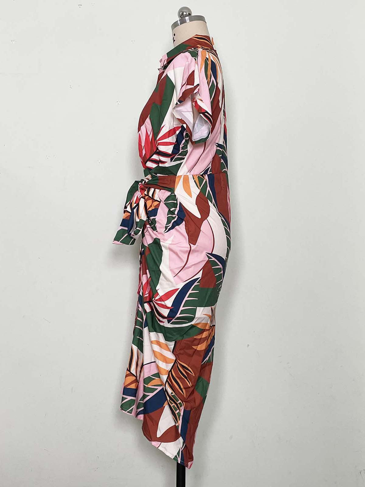 Women's Summer Printed Slim Single-Breasted Casual Shirt Dress 11