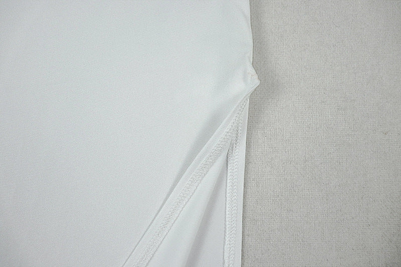 Women's Hollow-Out Fashion Slit Pleated Low Back Cross Halter Neck Solid Long Dress 16