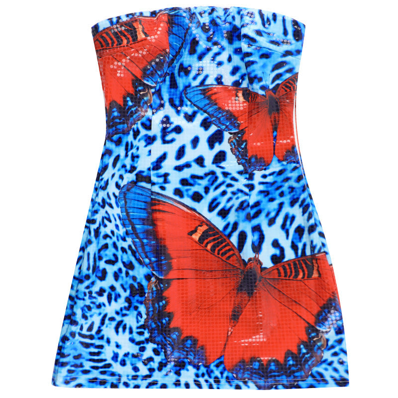 Women Sexy Sequin Strapless Bodycon Dress 11