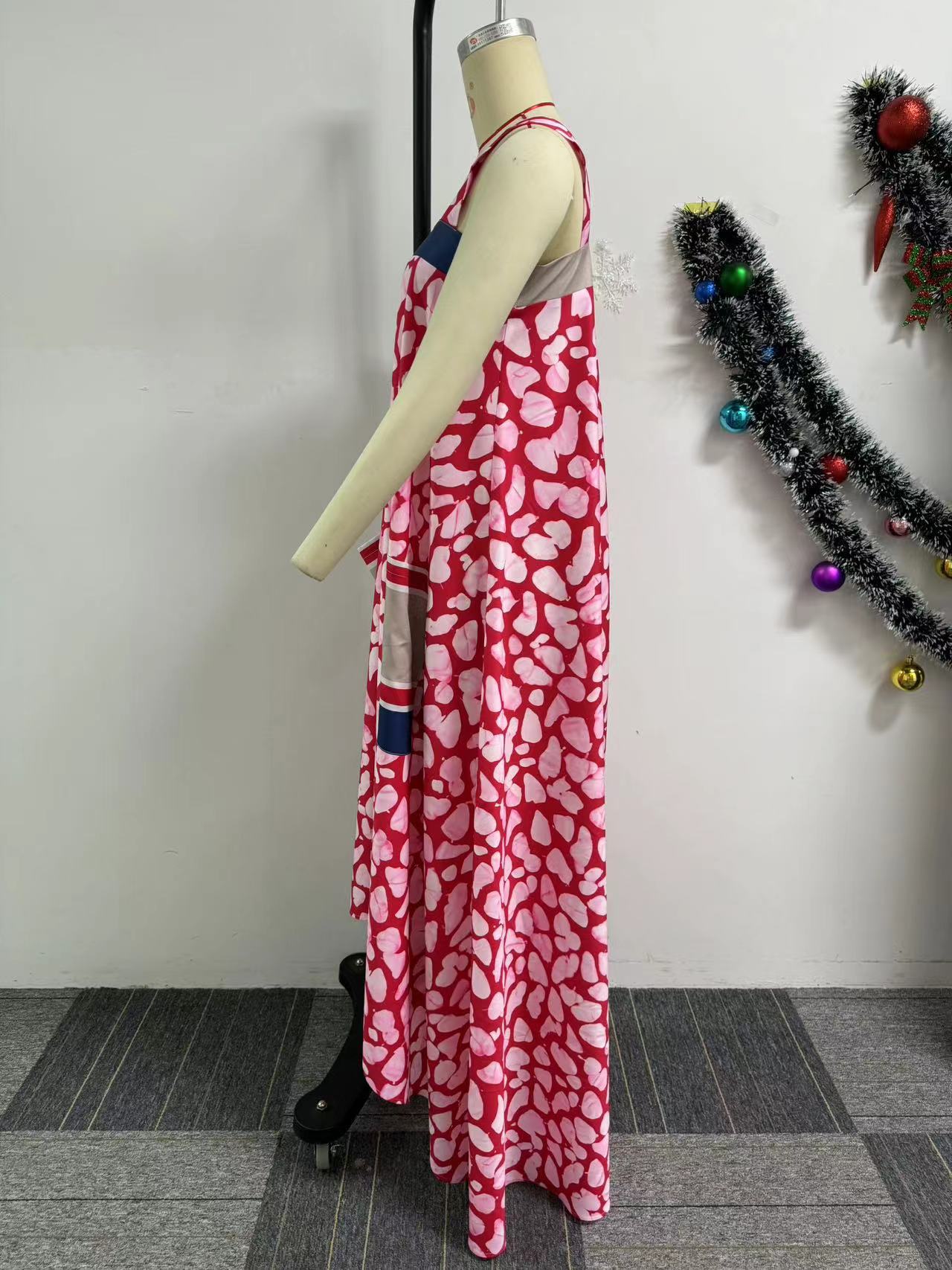 Strap Multi-Color Print Loose Maxi Dress 10