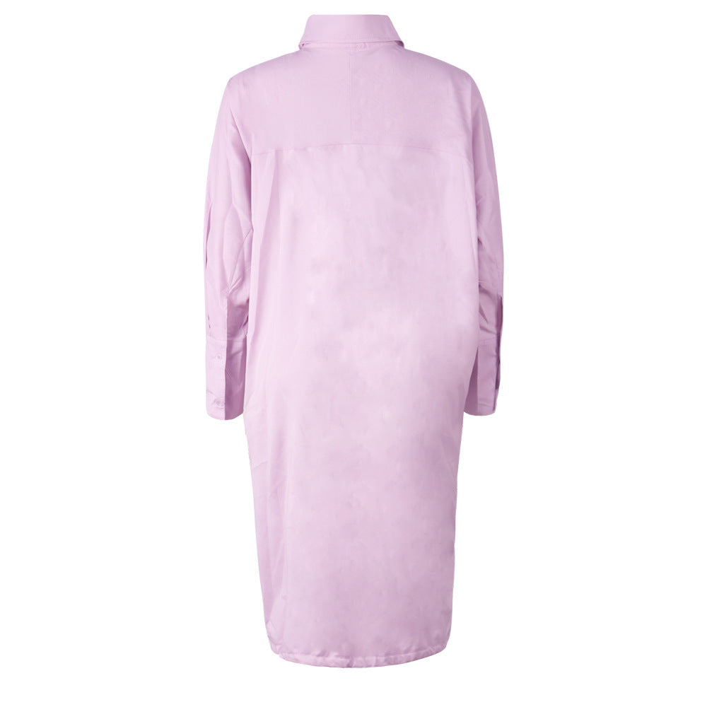 Women Long Sleeve Solid Loose Dress 15