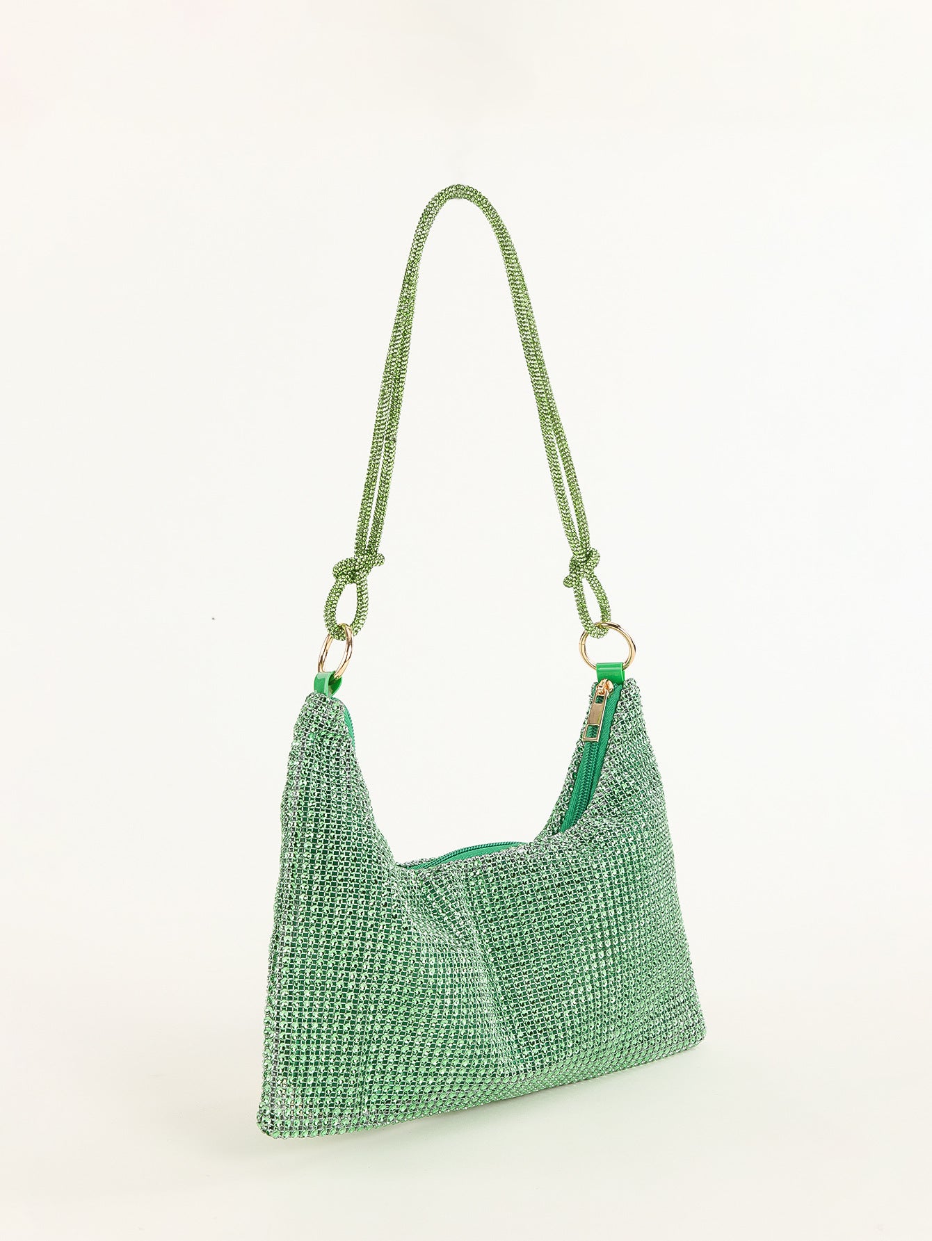 Mesh Rhinestone Knotted Armpit Bag Diamond-Encrusted Trendy Shoulder Evening Bag 30