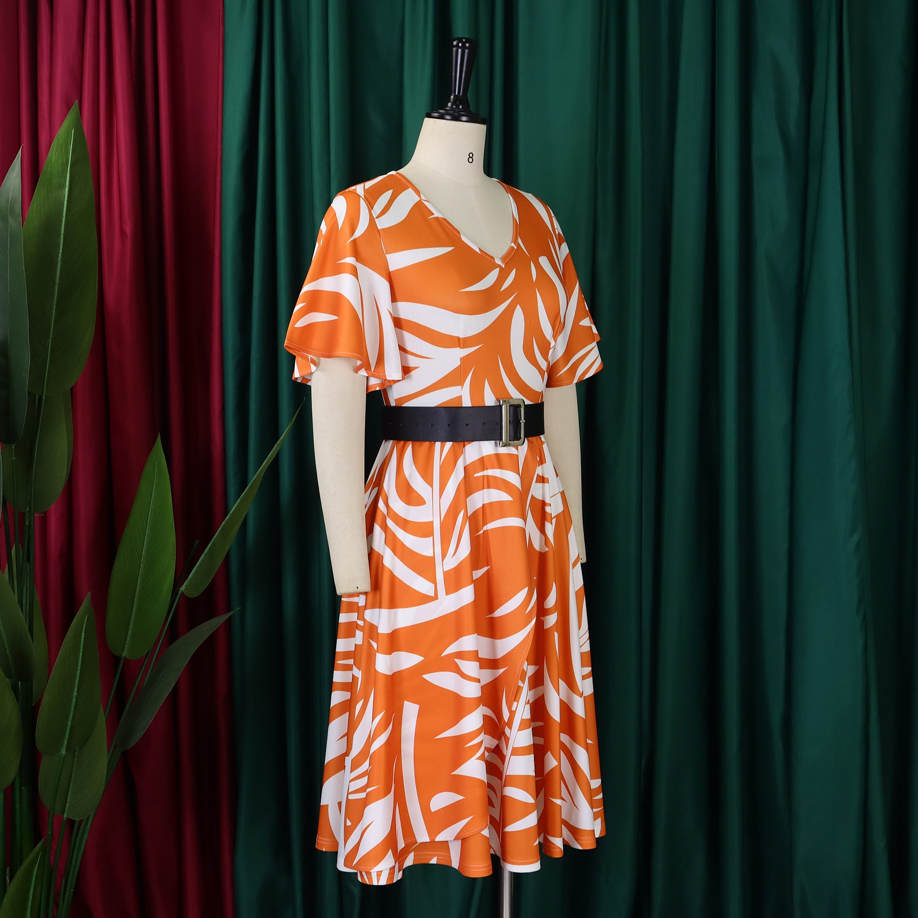 Plus Size African Women Lace Up Print Dress 25