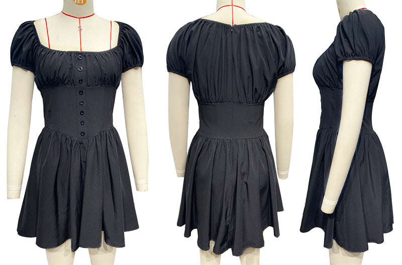 Women Puff Sleeve Square Neck Dress 12