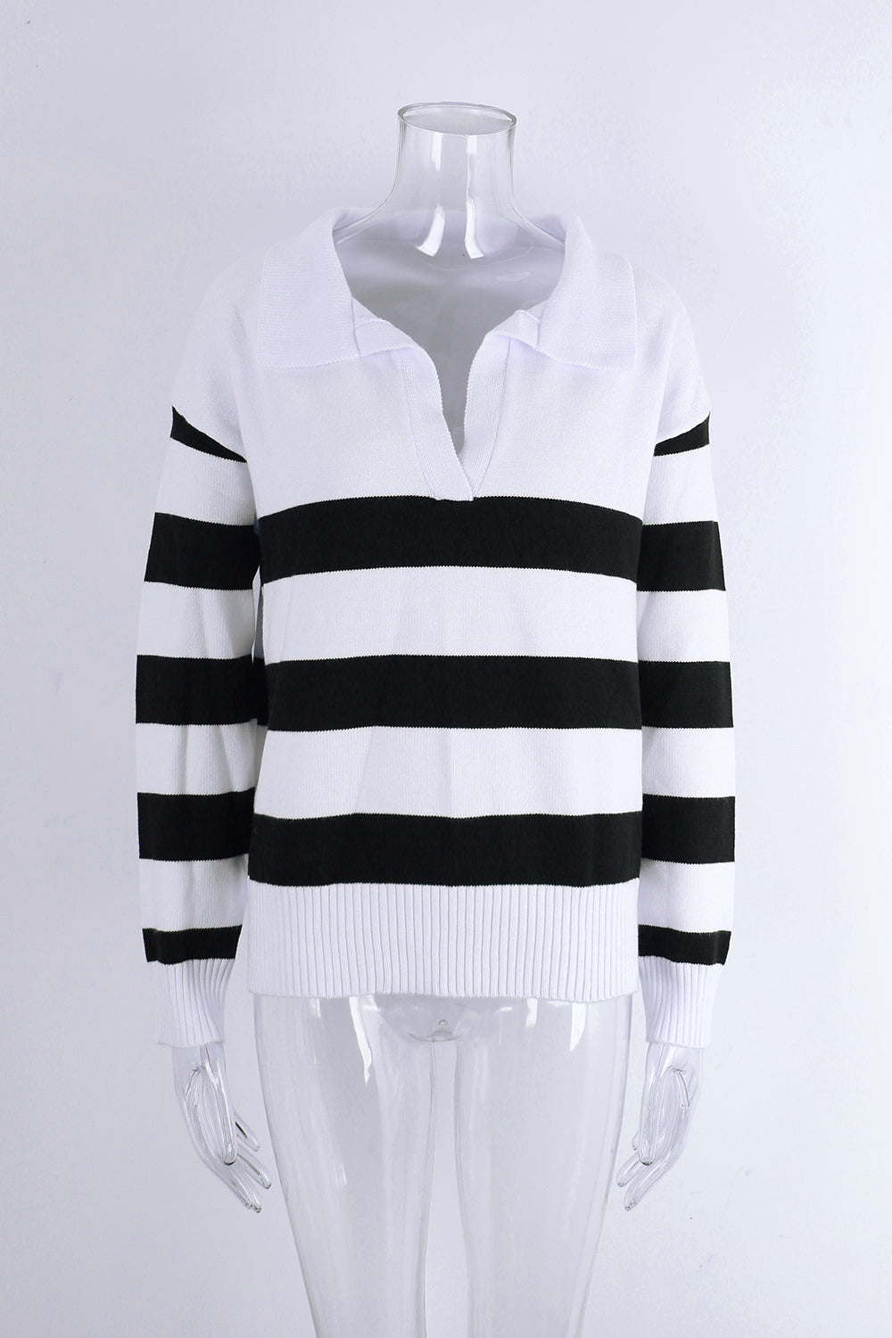 Plus Size Women Stripe Patchwork Sweater 6