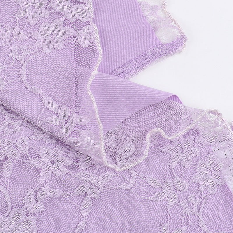 Women Strap Lace Patchwork Sexy Slit Dress 17