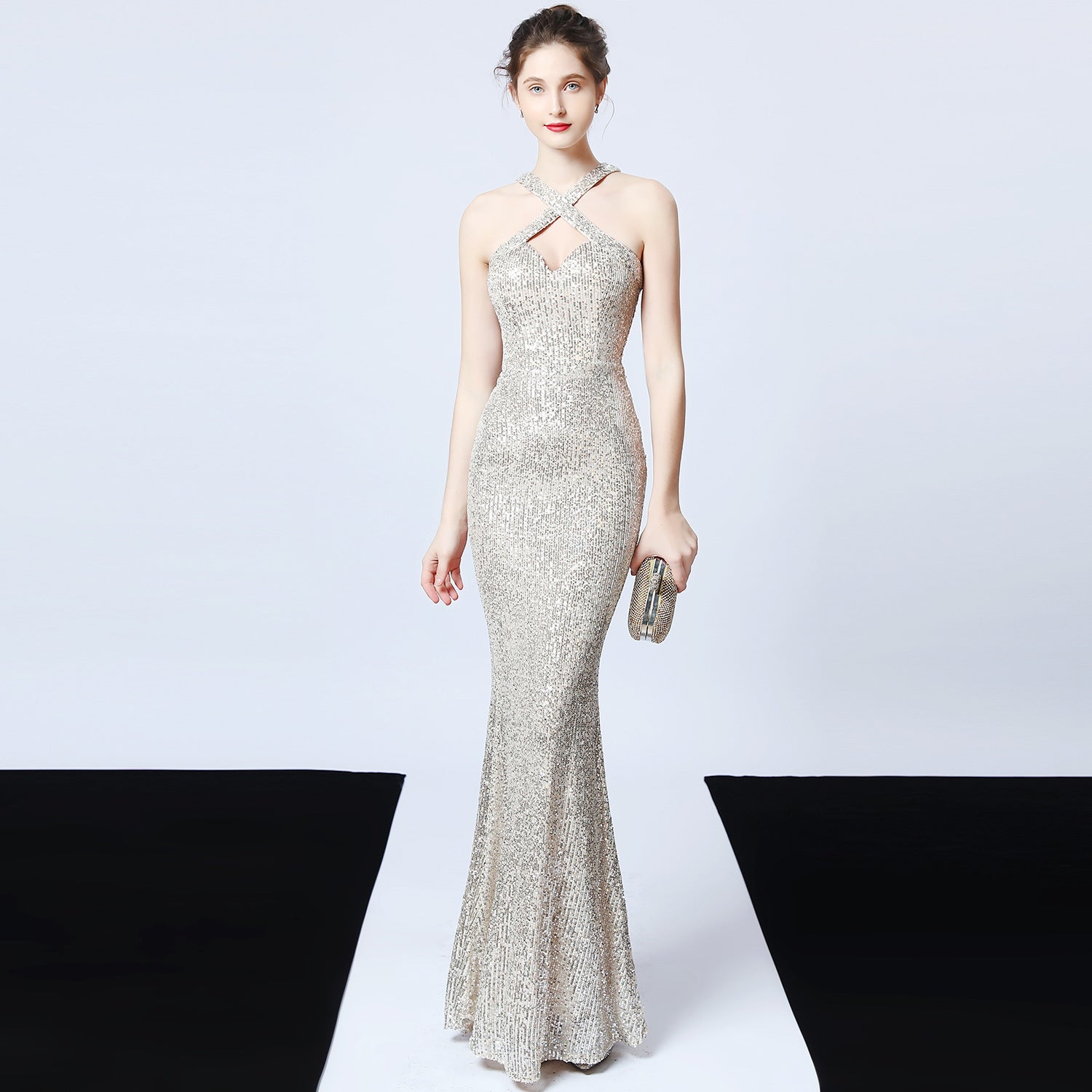 Sequined Evening Dress Long Formal Slim Mermaid Elegant Party Dress 17