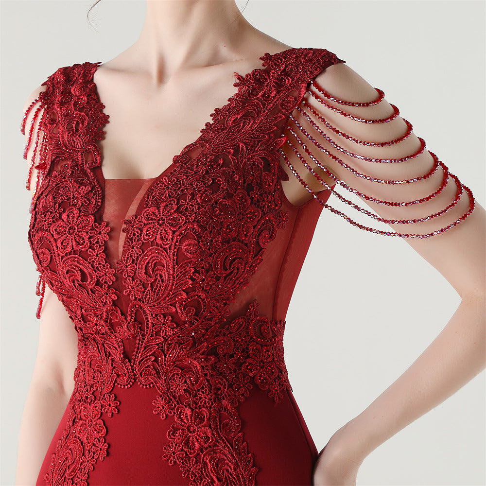 Women lace Beaded Lace-Up Formal Party evening dress 35