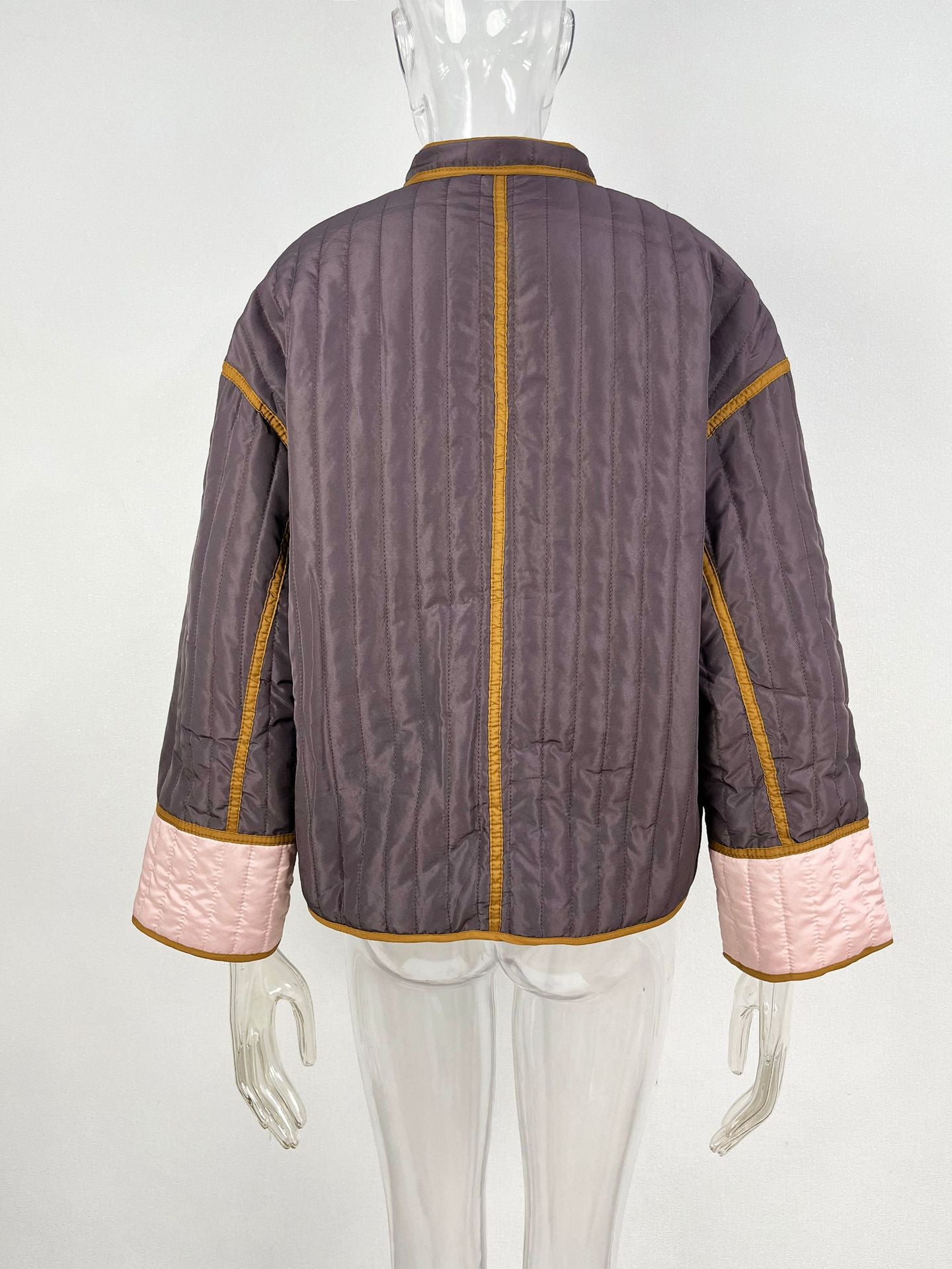 Women Fashion Contrast Color Long Sleeve Jacket 17