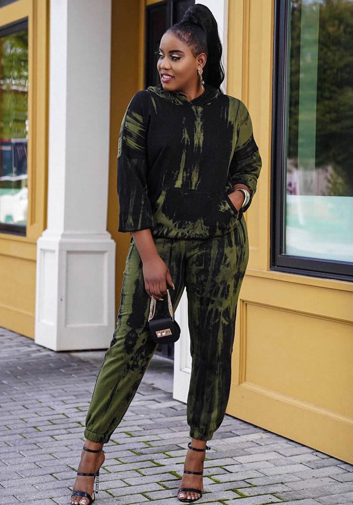 Plus Size Women's Printed Two-Piece Casual Set with Hat