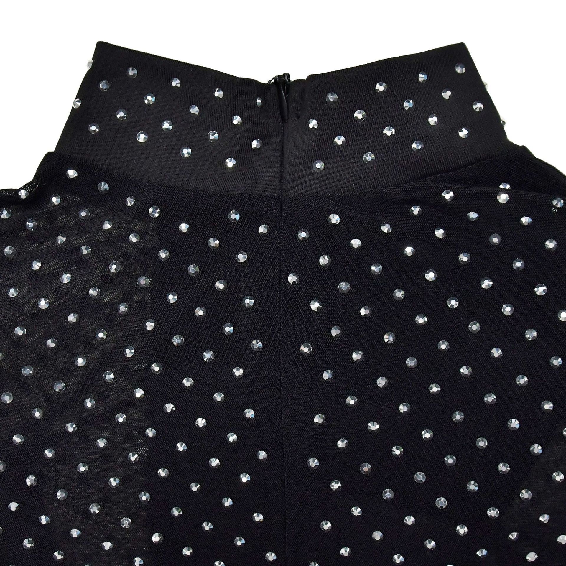 Fashion Women's Solid Color Beaded Mesh Long Sleeve Jumpsuit 15