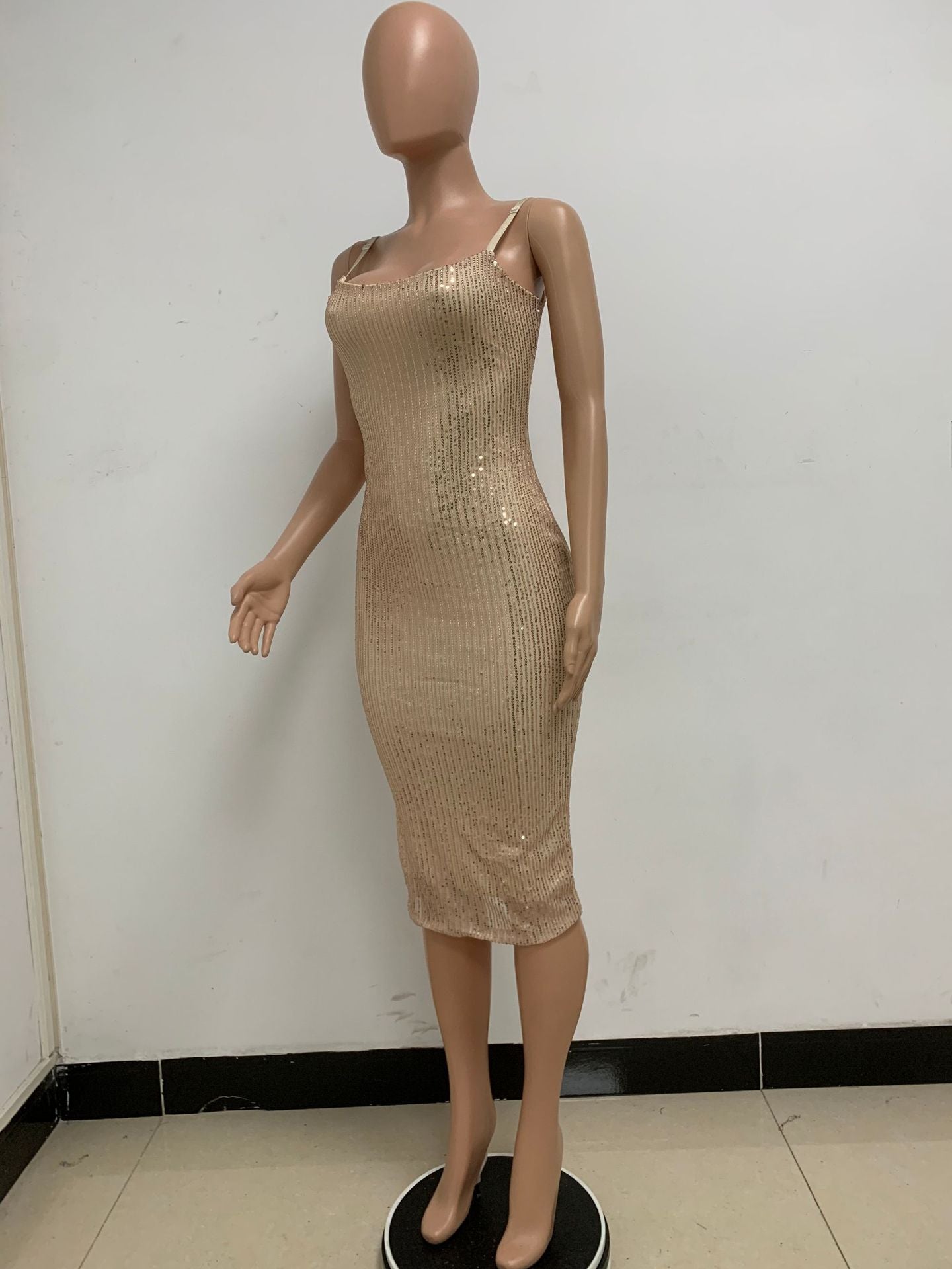 Summer Women's Sleeveless Low Back Straps Sequin Party Dress 80