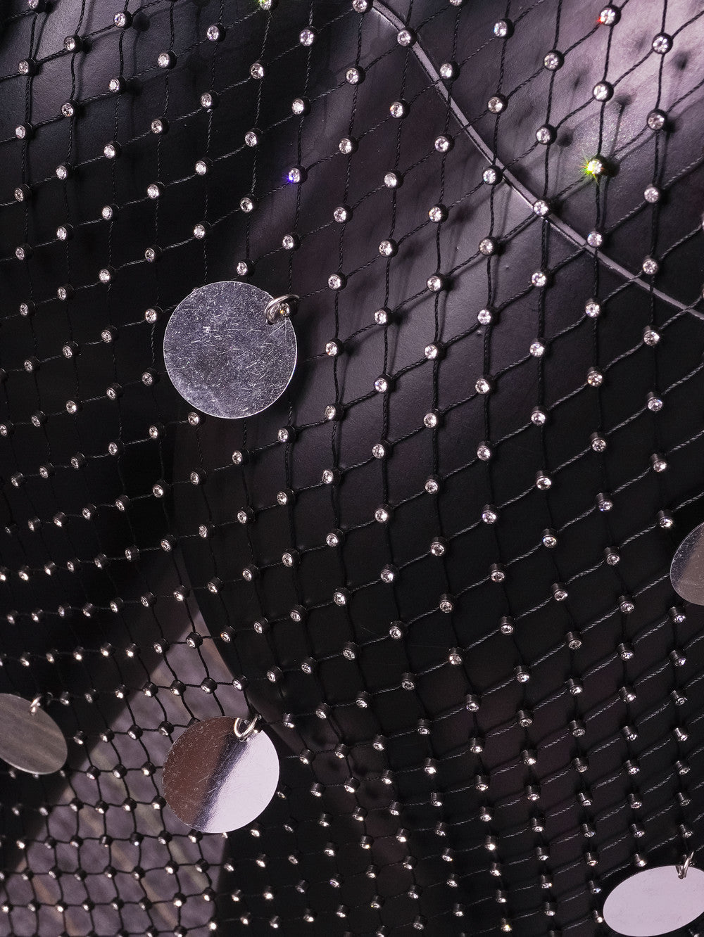 Sexy Diamond Beads Seequins Fishnet See Through Dress 13