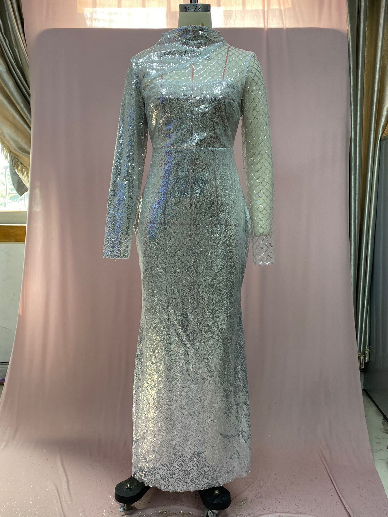 Cutout Off Shoulder Dress Round Neck Slim Chic Sequin Dress Women 4