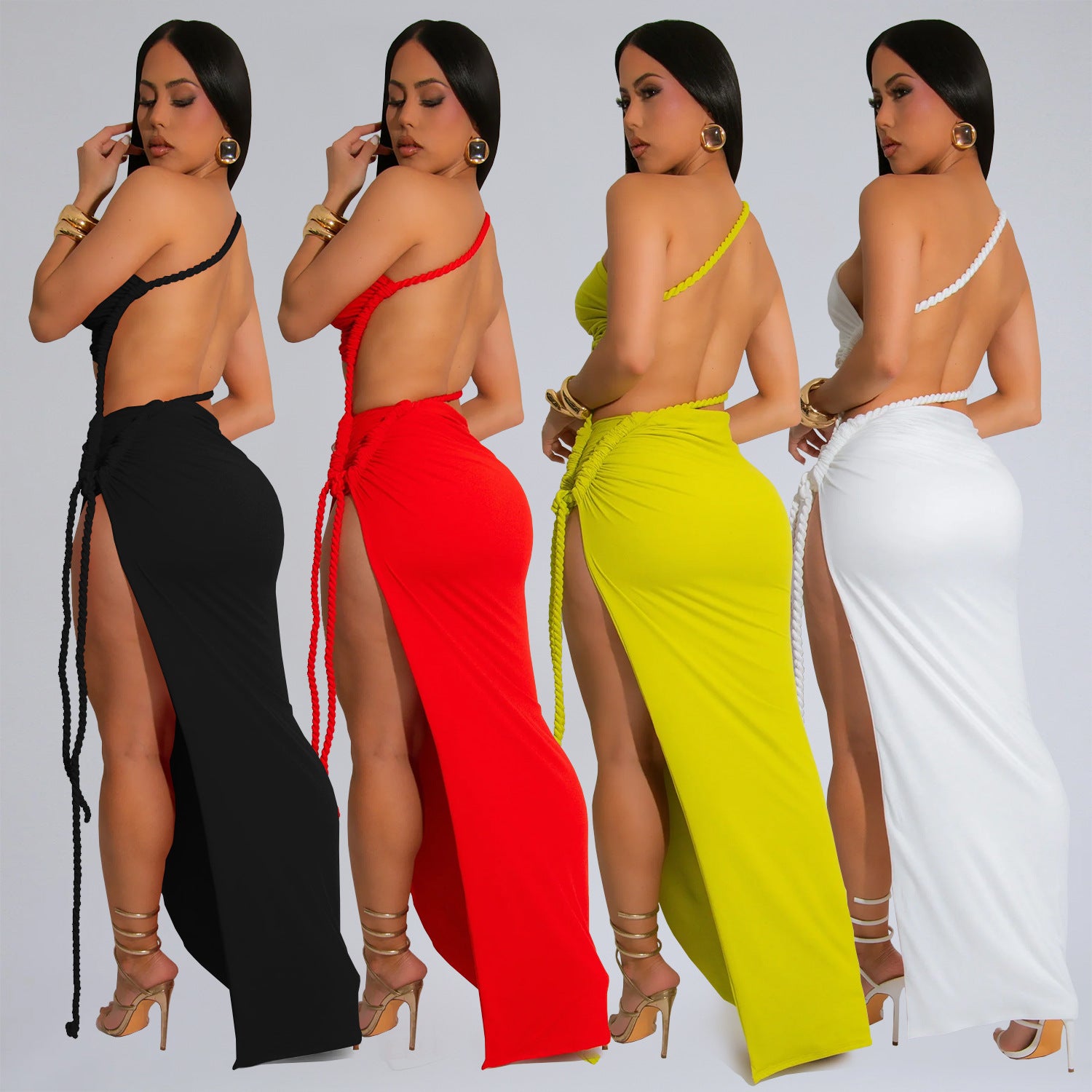 Women Summer Bodycon Slit Side Sexy Maxi Dress