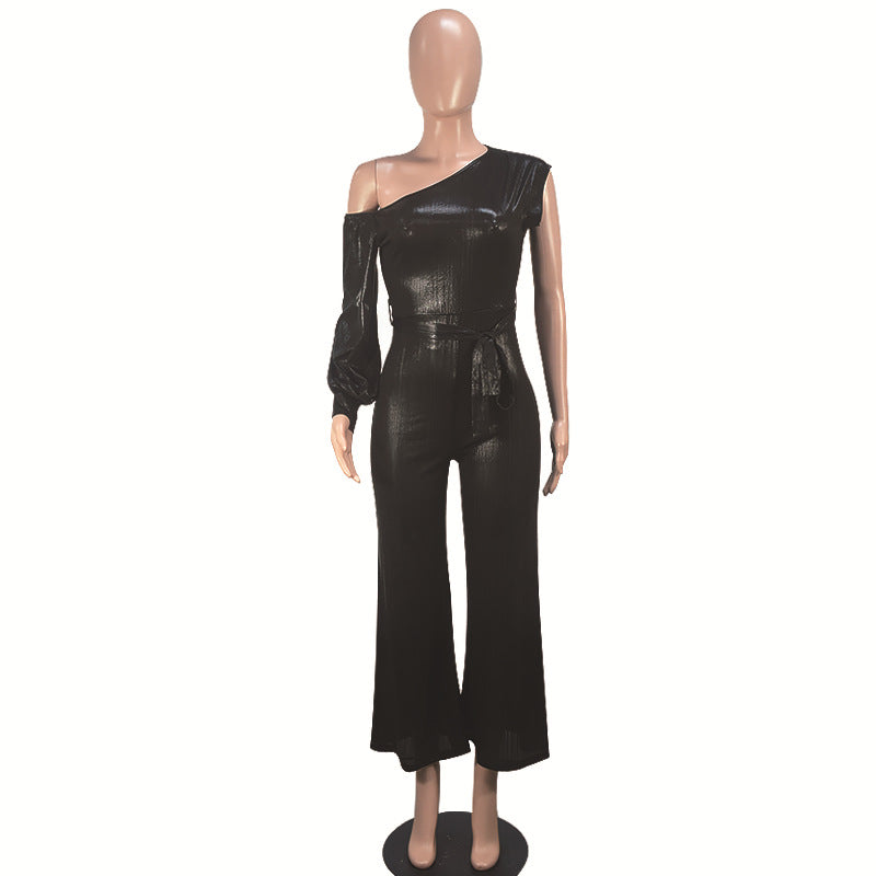 Women Autumn and Winter Wide Leg Sexy Solid Jumpsuit 9