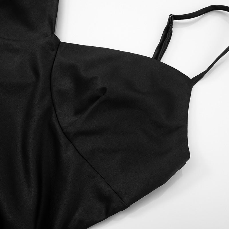 Women Summer Sexy Suspender Drawstring Patchwork Lace Bodycon Dress 13