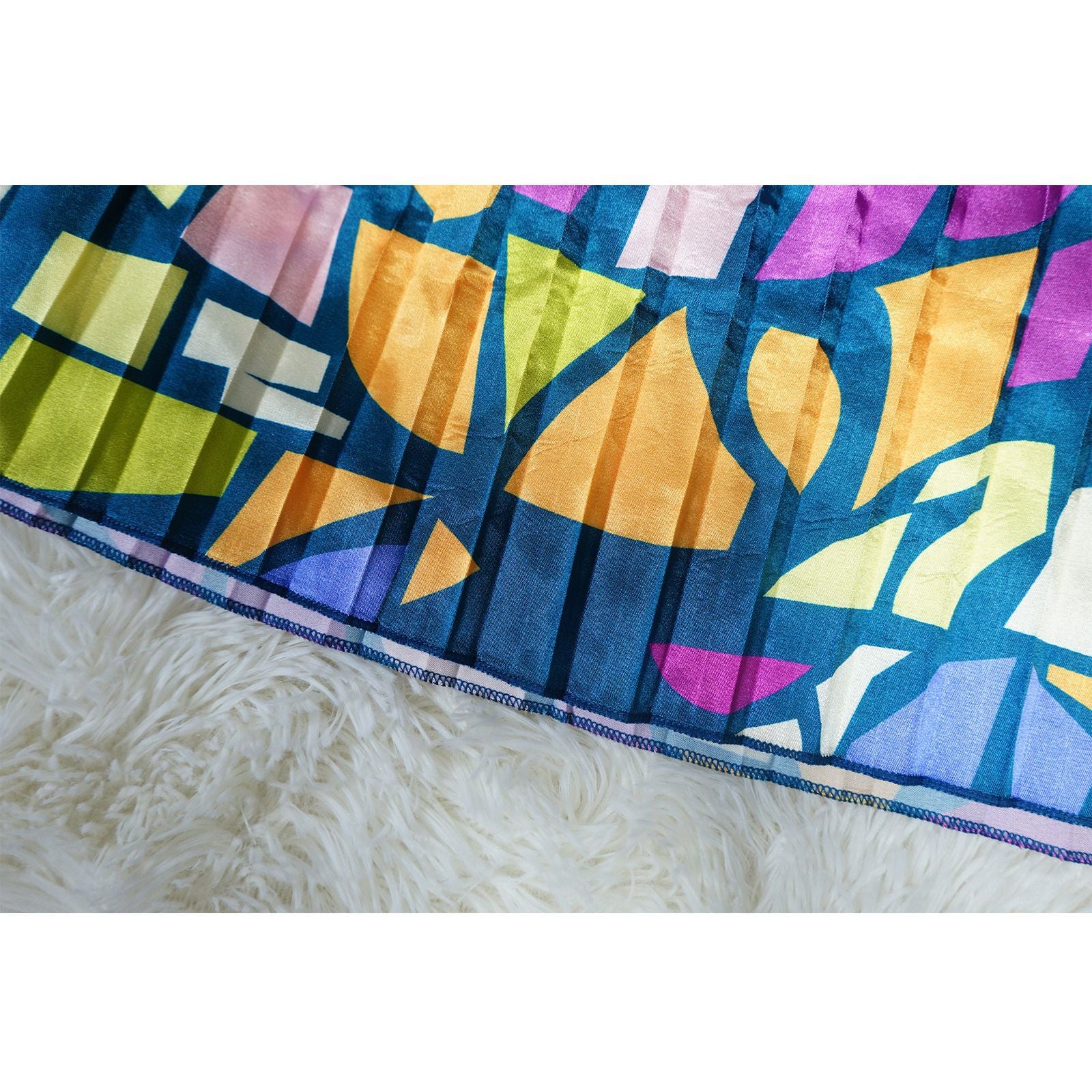 Women Autumn Printed Long Sleeve Pleated Dress 21