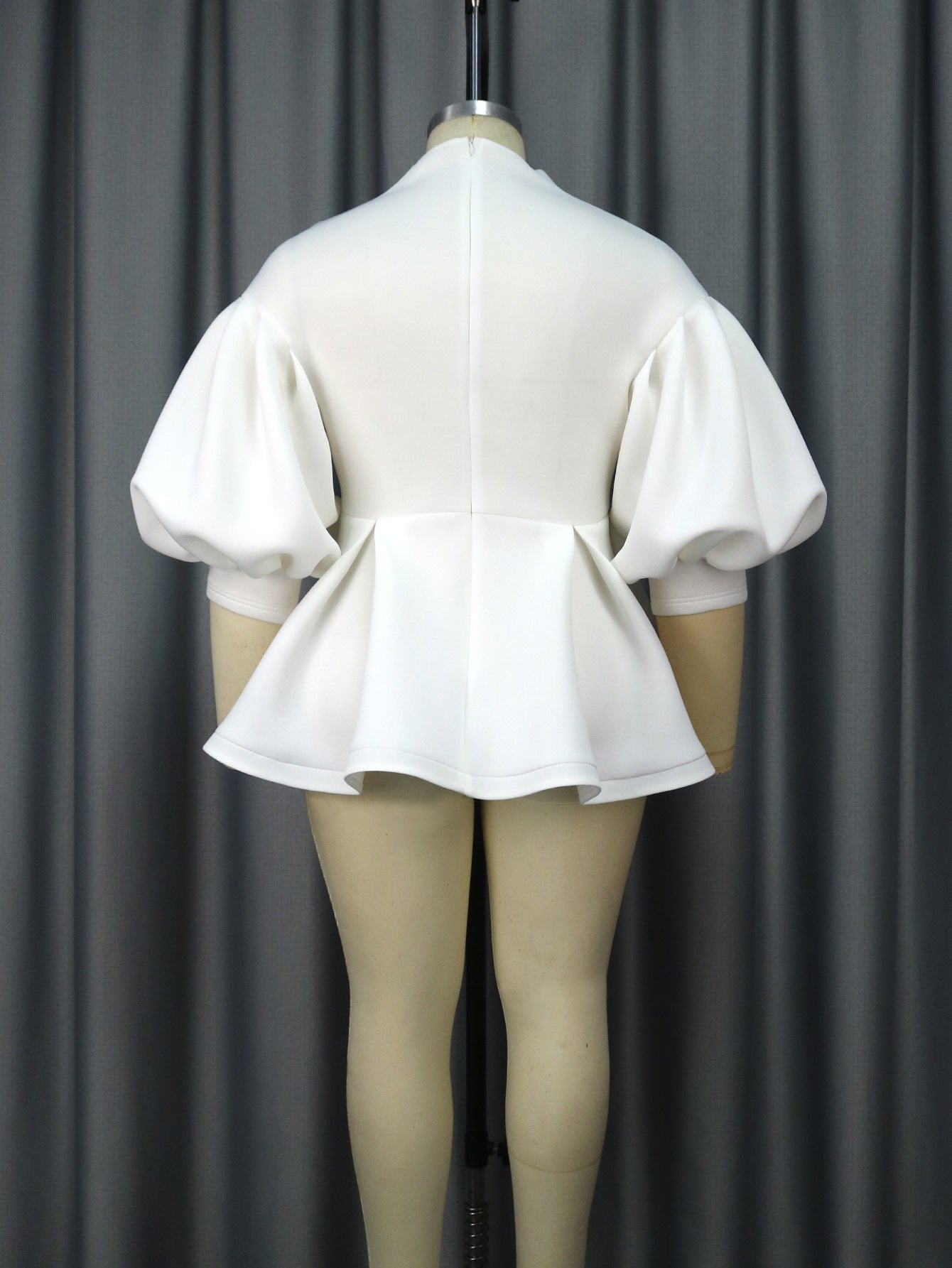 Plus Size Women Balloon Sleeves Turndown Collar Embroidered Top 11