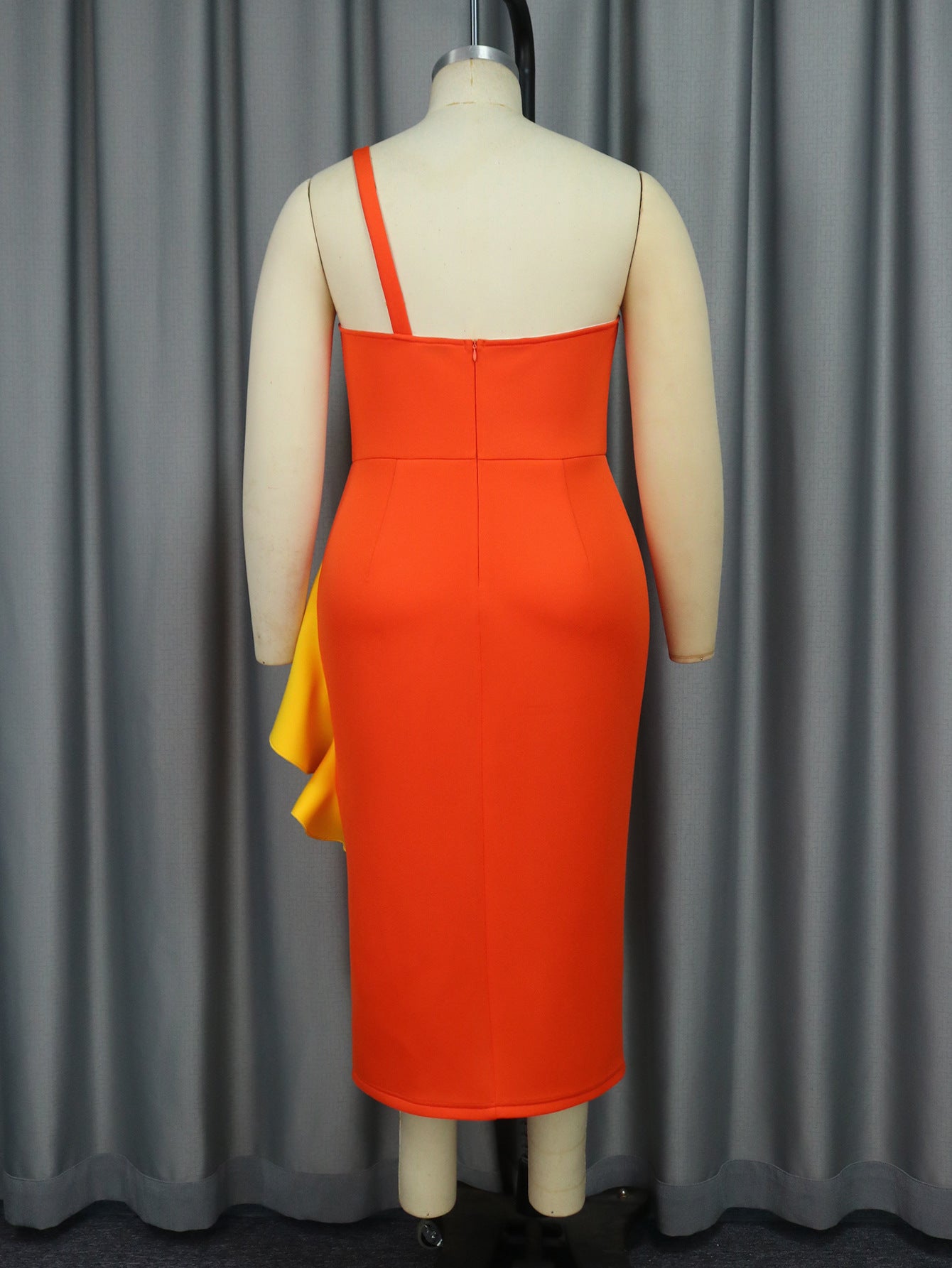 Women Contrast Color Ruffle Formal Party Strapless Dress 5