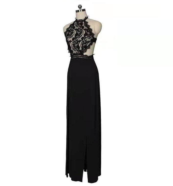 Sexy See-Through Lace backless high slit women's evening dress 6