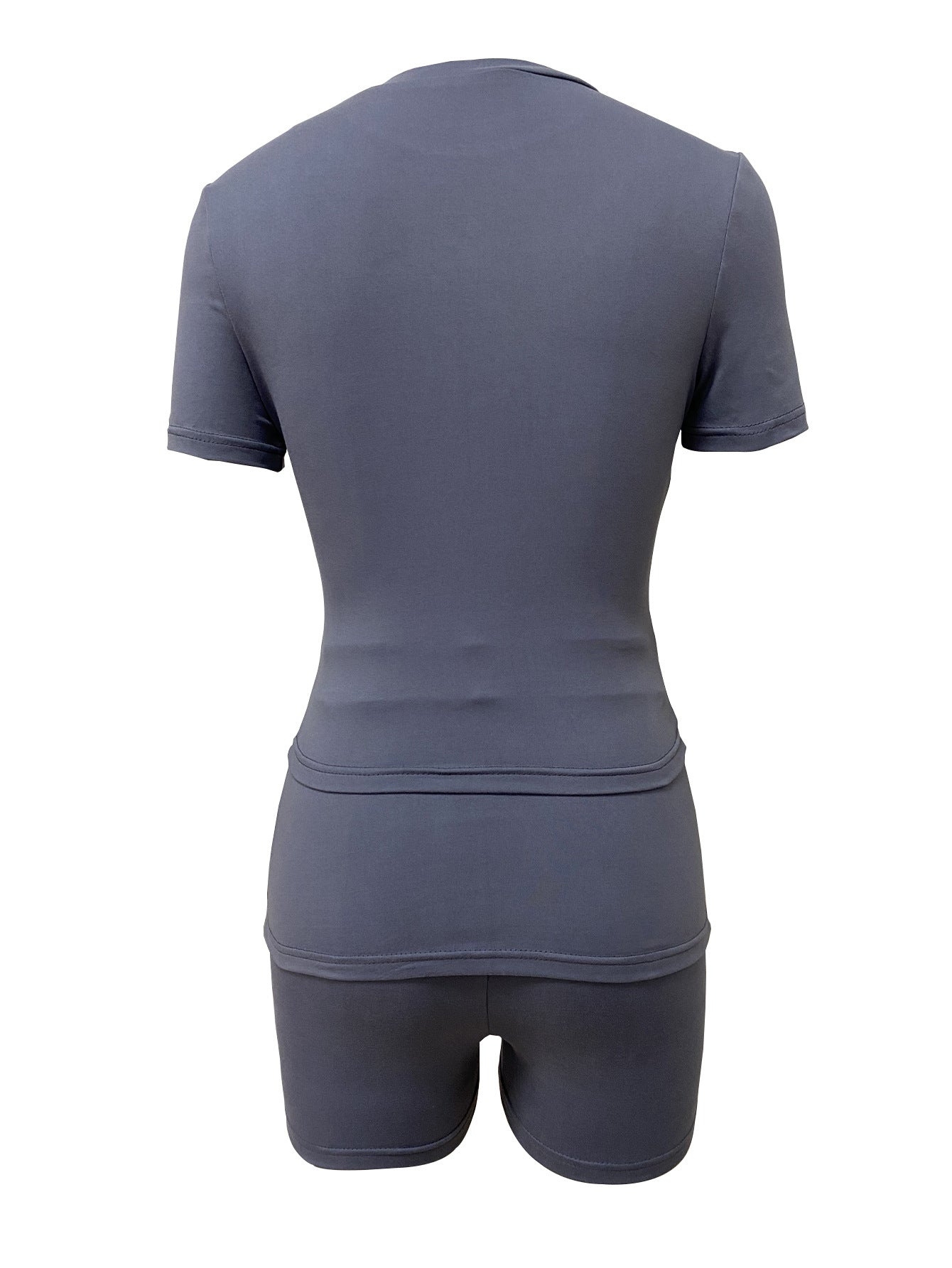 Women Round Neck Short Sleeve T-shirt Top and Casual Shorts Two-Piece Set 11