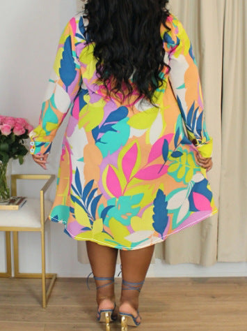 Plus Size Women Holidays Style Long Sleeve Dress 3