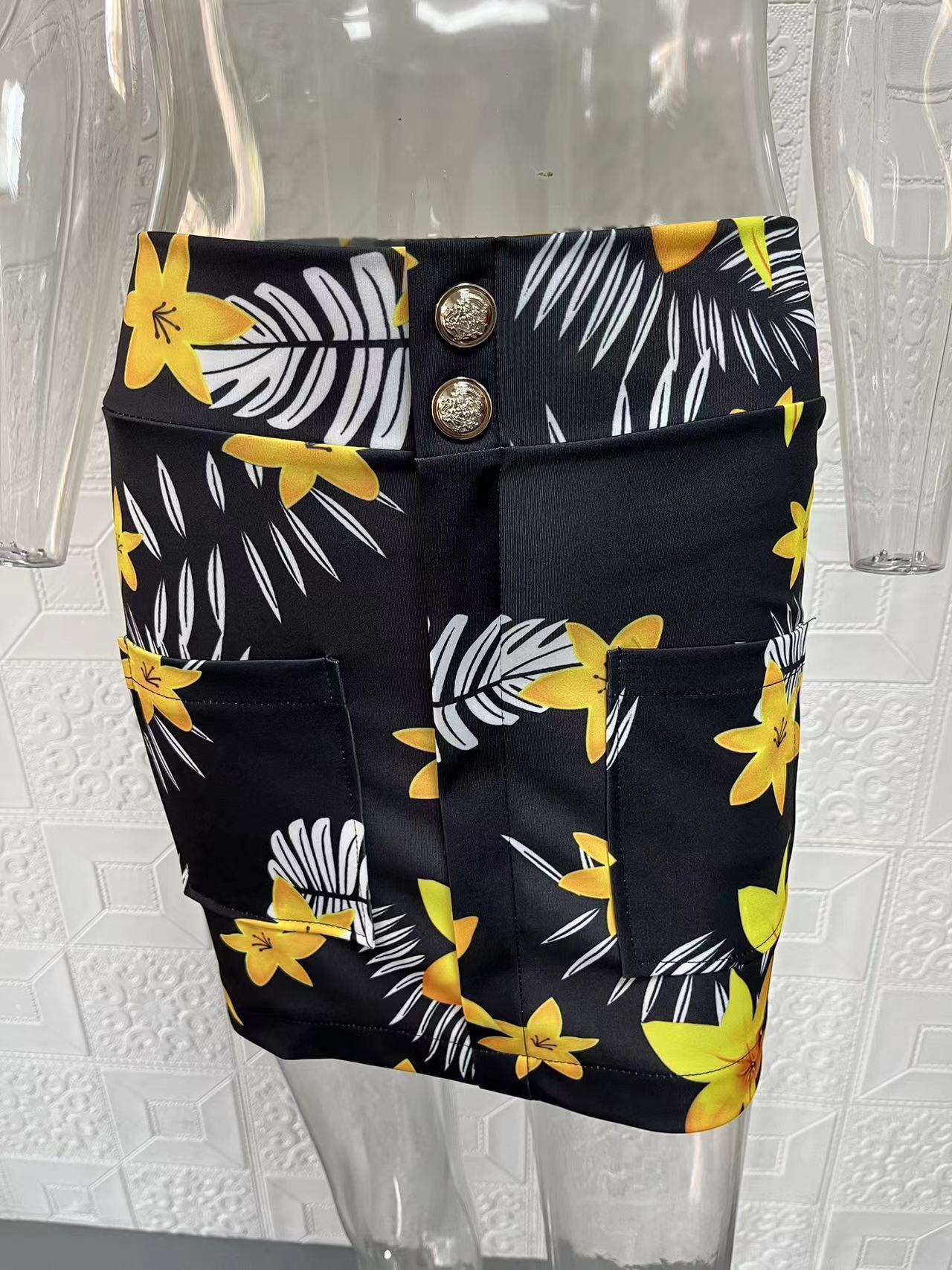 Women Printed Elegant Career Blazer and Print Skirt Two-Piece Set 28