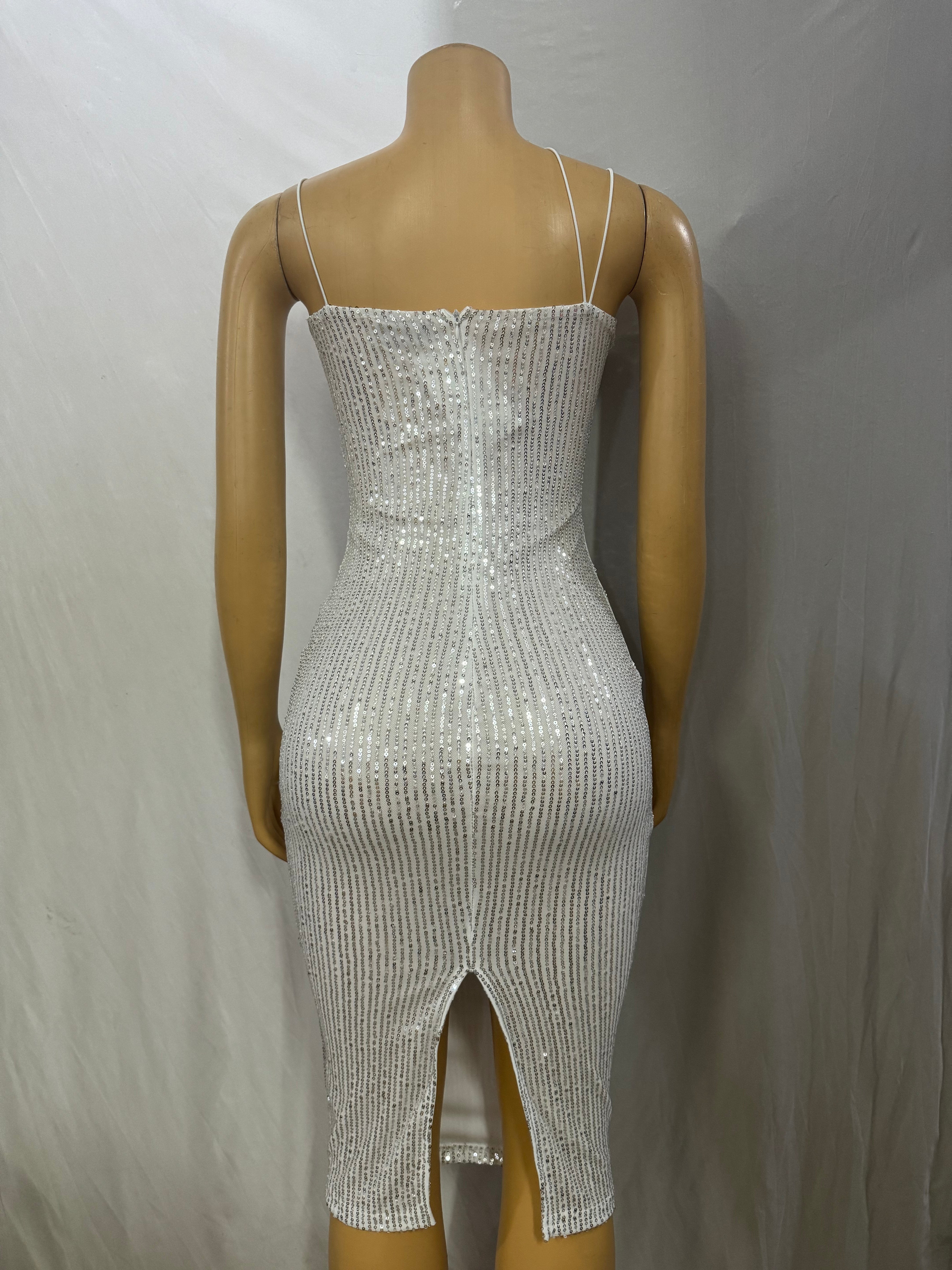 Women sequined suspenders sexy Backless Bodycon Dress 4