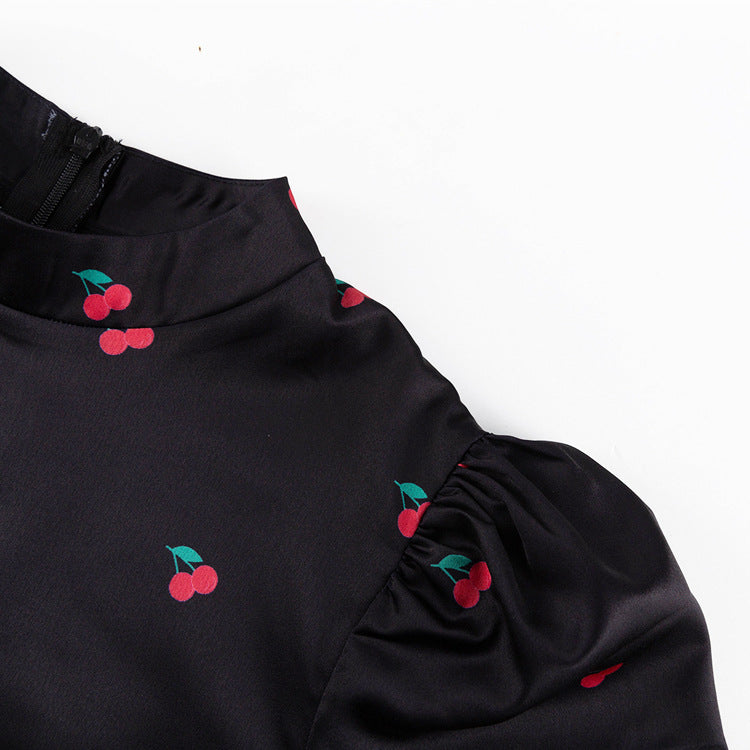 Women's Printed Round Neck Long Sleeve Dress Fall Fashion Slim Waist Satin Maxi Dress 22