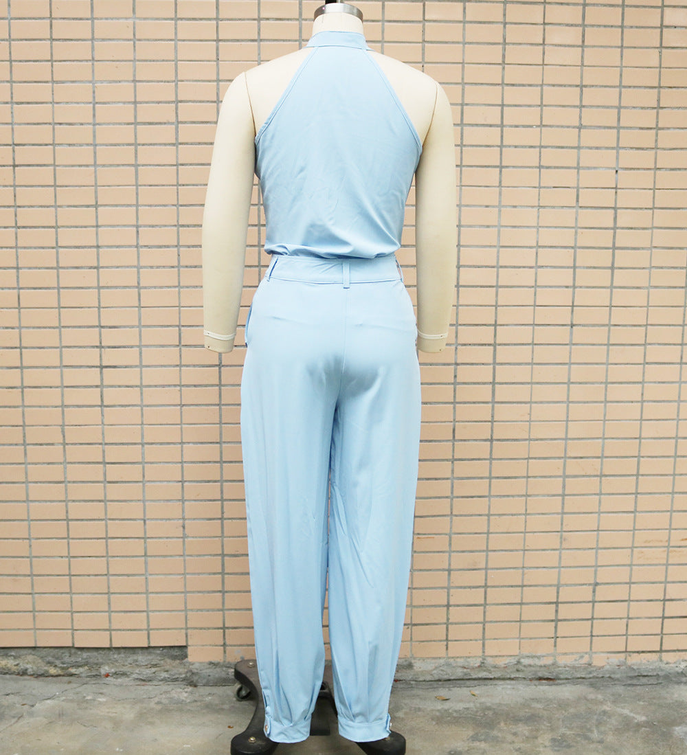 Women Summer Sleeveless Top and Cargo Pants Two-Piece Set 10