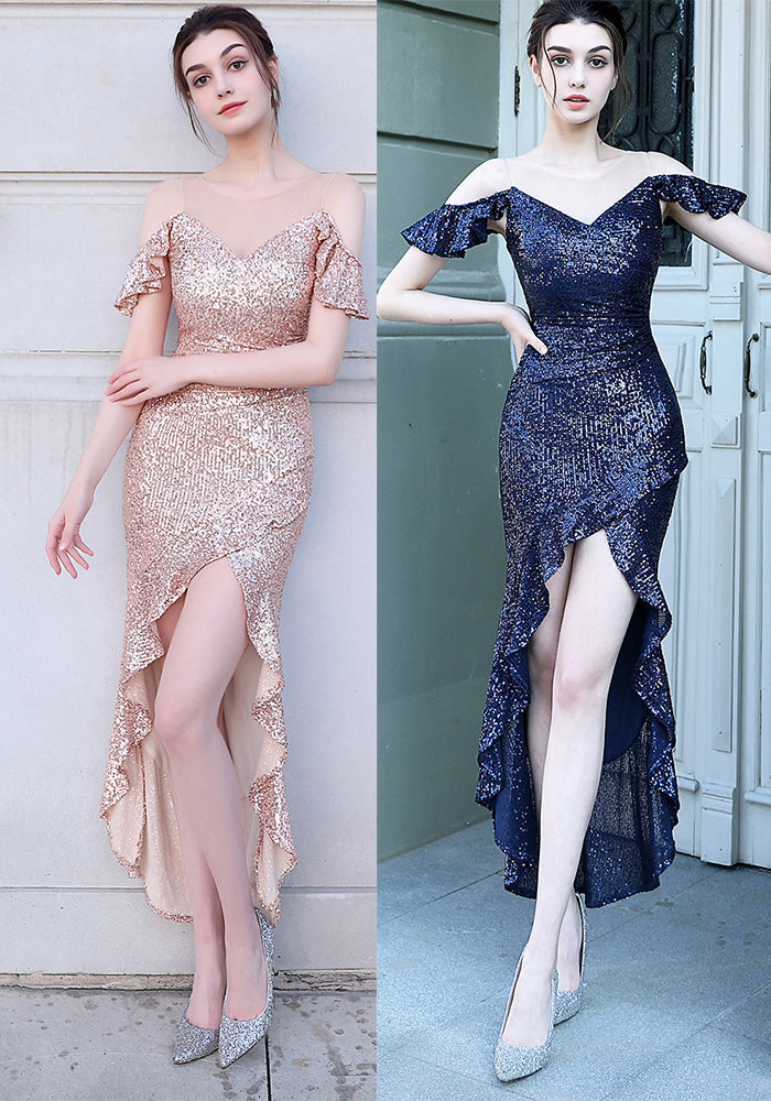 High-Slit Fishtail Evening Dress Formal Party Gown