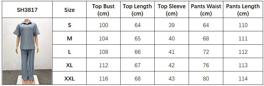 Plus Size Women African summer Turndown Collar Top And trousers two-piece set 10