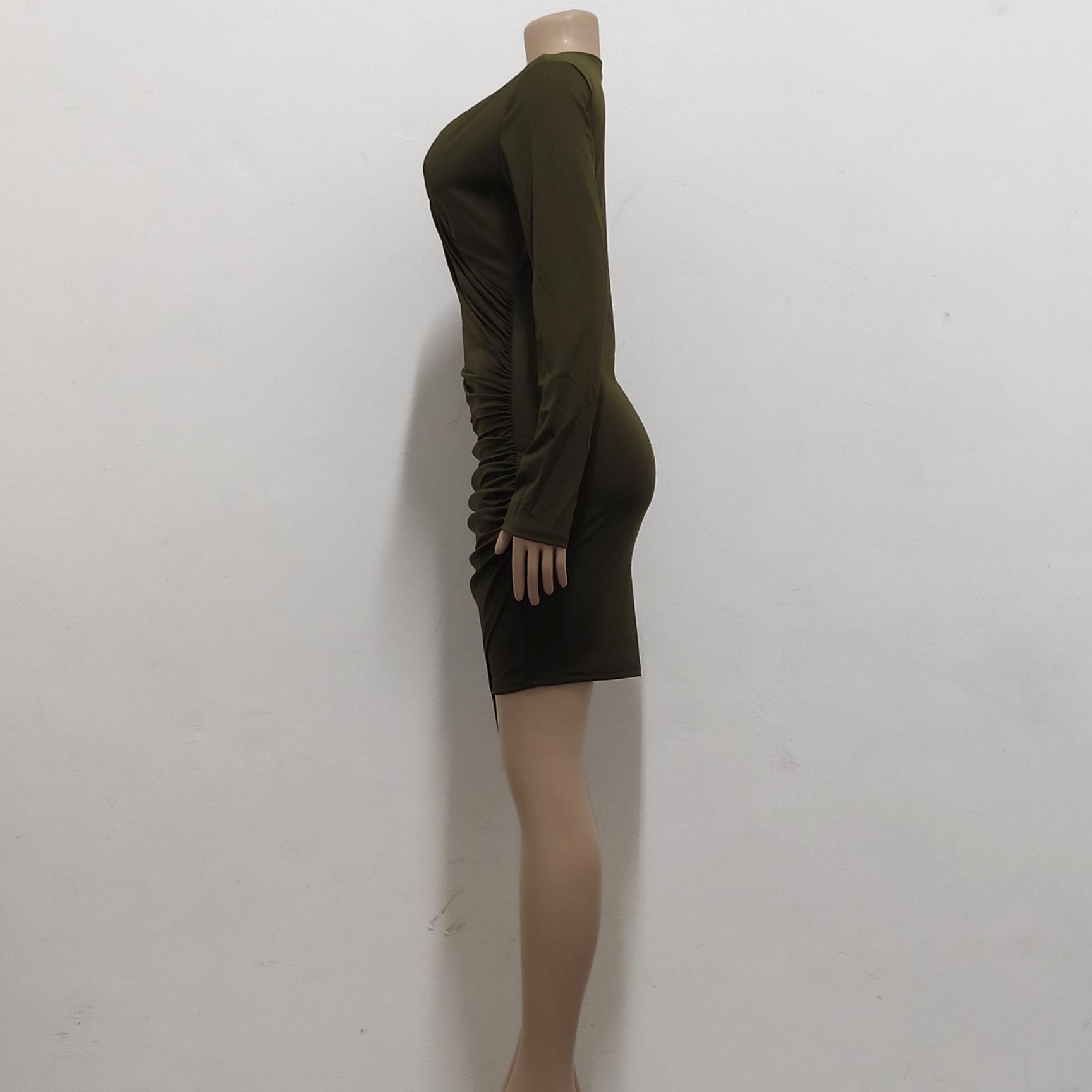 Women Sexy Solid V Neck Dress 23