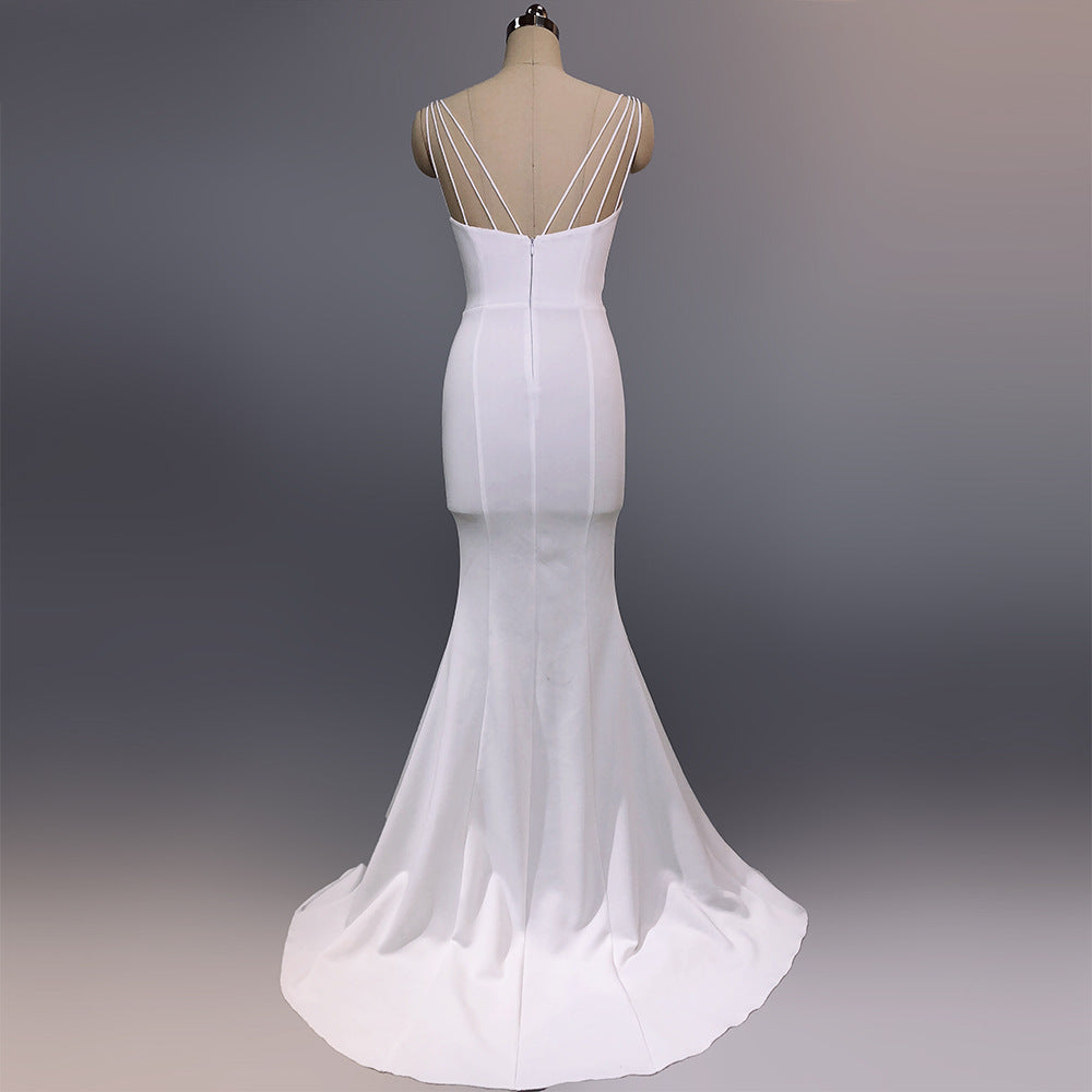 Ladies Summer Sexy V Neck Mermaid Evening Dress 21