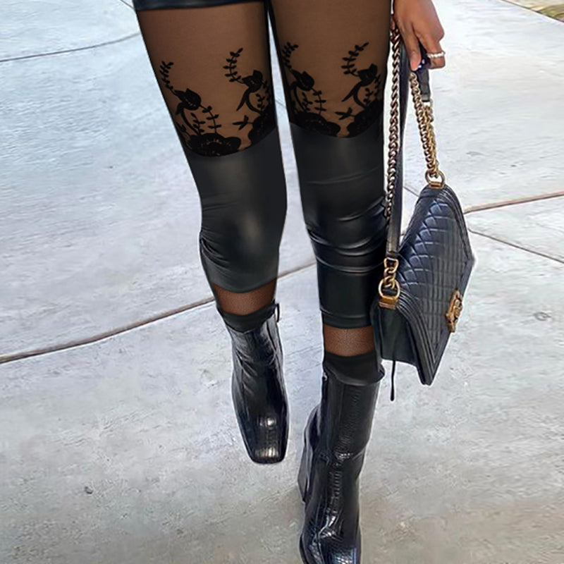 Women'S Elastic Pencil Pu Leather Pants 3