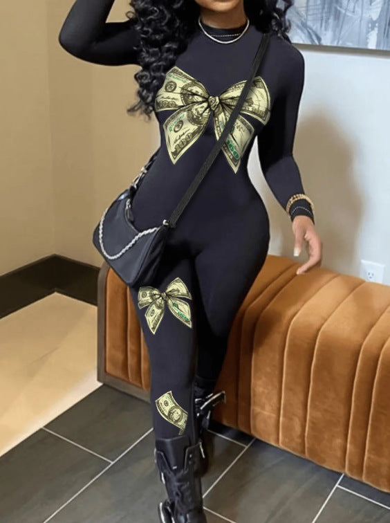 Women Printed Long Sleeve Jumpsuit 3