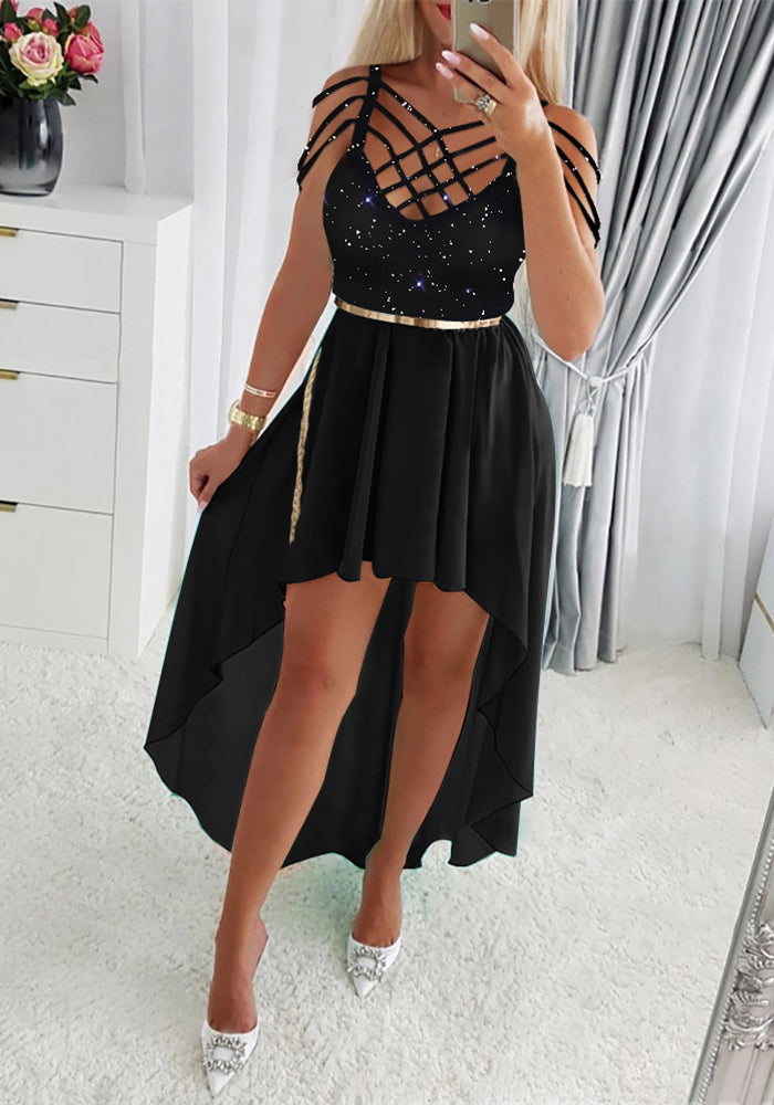 Women's cross Straps irregular dress