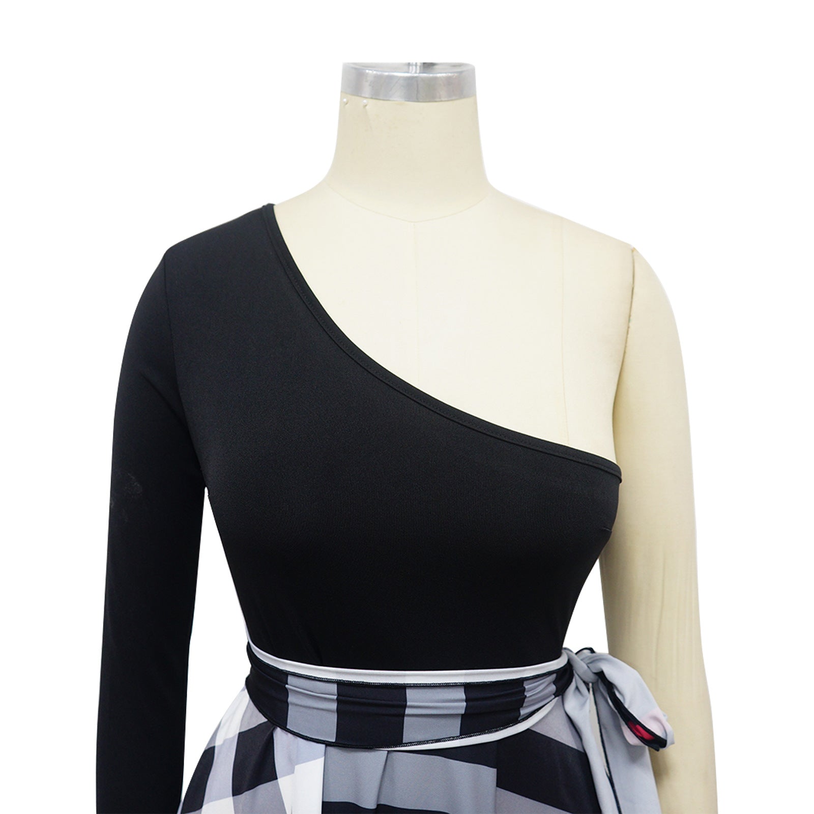 Women one shoulder printed slit dress 15